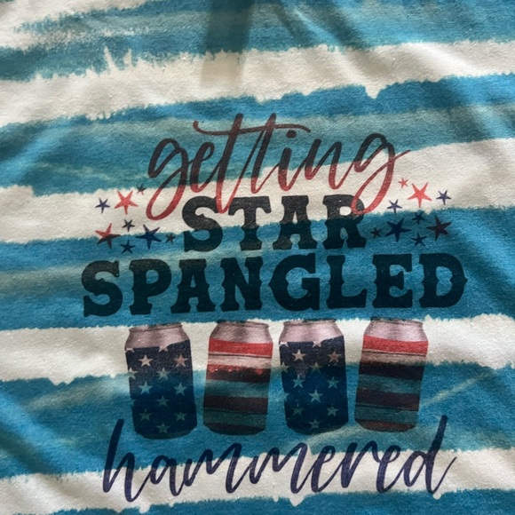 Star spangled hammered 4th of July soft bleached t-shirt - Picture 2 of 2
